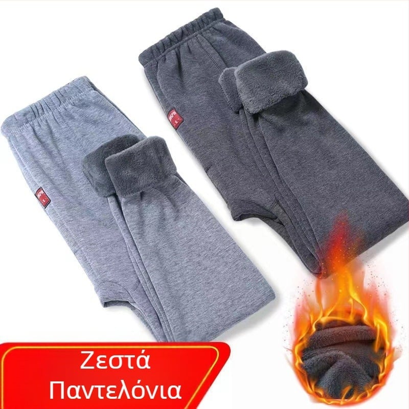 Ανδρικά ζεστά παντελόνια με φλις επένδυση — στενή γραμμή, 100% πολυεστέρας, παχύ ύφασμα 201–250 γ/μ²