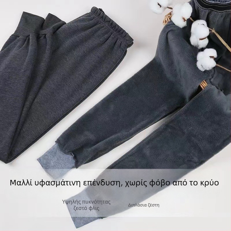 Ανδρικά ζεστά παντελόνια με φλις επένδυση — στενή γραμμή, 100% πολυεστέρας, παχύ ύφασμα 201–250 γ/μ²