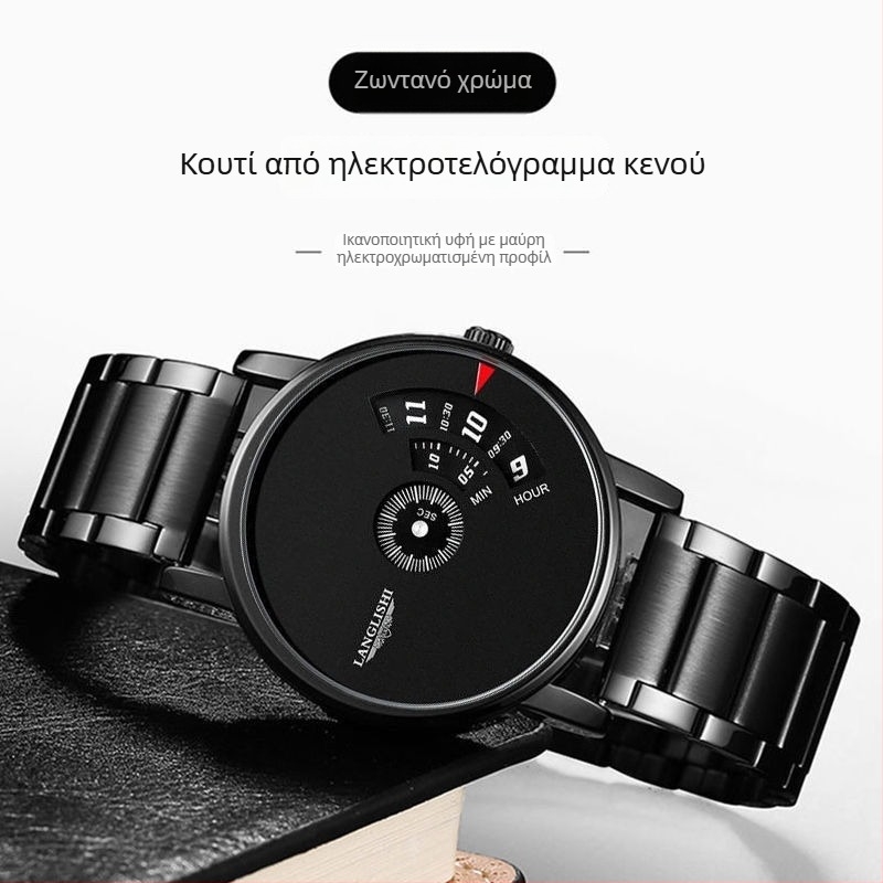 Ανδρικό υπερ-λεπτό αδιάβροχο ρολόι Quartz με μεγάλο καντράν, κίνηση SL68 Morning Dragon, ανοξείδωτη μεταλλική μπρασελέ, αντοχή νερού 50 μ