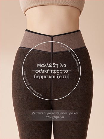 Γυναικείοι θερμικοί παντελόνες από μαλλί σε ένα κομμάτι, υψηλή μέση, παχιές πλέξεις, ζεστά τον χειμώνα