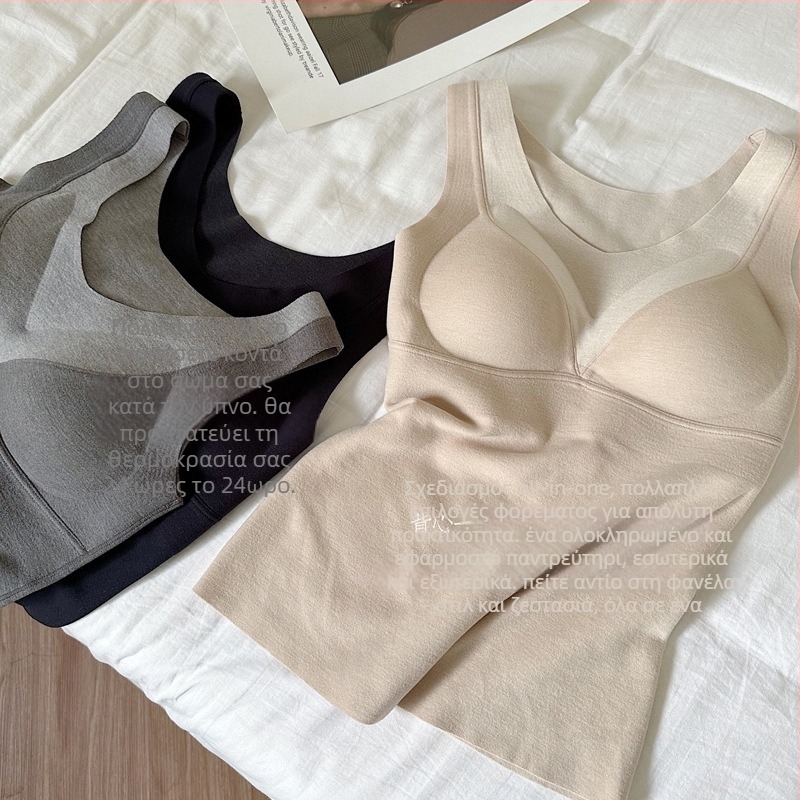 Θερμικό γιλέκο με ενσωματωμένες θήκες στήθους από ακρυλικό νήμα, στρογγυλή λαιμόκοψη, παχύ ύφασμα 251–300 g/m², βασικό στρώμα για γυναίκες