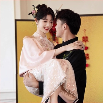 Φόρεμα δεξίωσης για γάμο, μακριά μανίκια, άνοιξη 2025, πολυεστέρας, περιεκτικότητα κύριου υφάσματος 30-50%, για ενήλικες γυναίκες