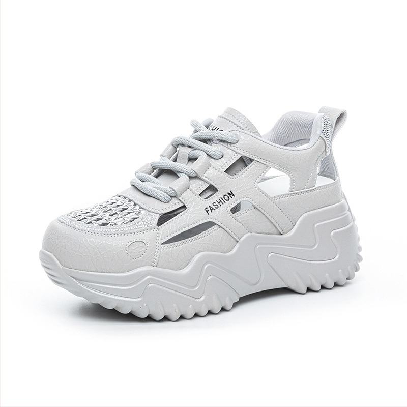 Γυναικεία παπούτσια casual με δίχτυώδες άνω μέρος, σόλα από πολυουρεθάνη και ψηλή πλατφόρμα άνω των 8 εκ.