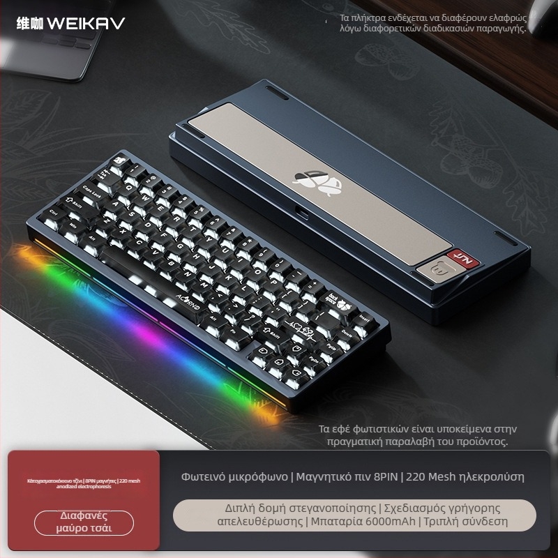 Nut65 Σετ πληκτρολογίου με γασκέτ από αλουμίνιο, έως 87 πλήκτρα, ενσύρματο, RGB φωτισμός