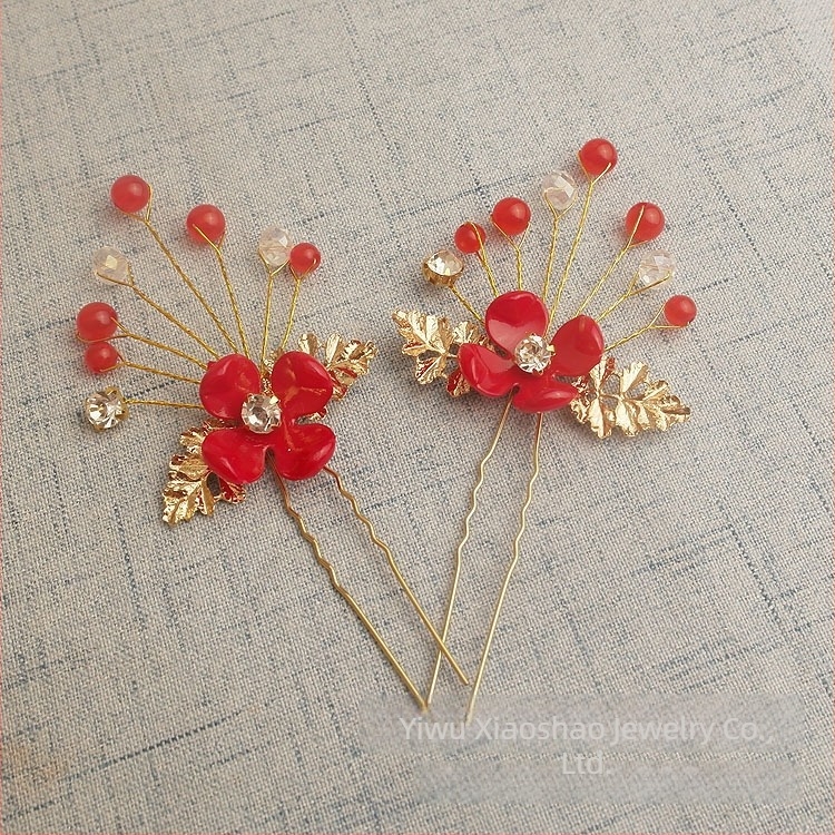 Καρφί μαλλιών νύφης με πέρλες και κρύσταλλα, κορεατικού στυλ, ξεχωριστό πακετάρισμα, κωδ. TS-303