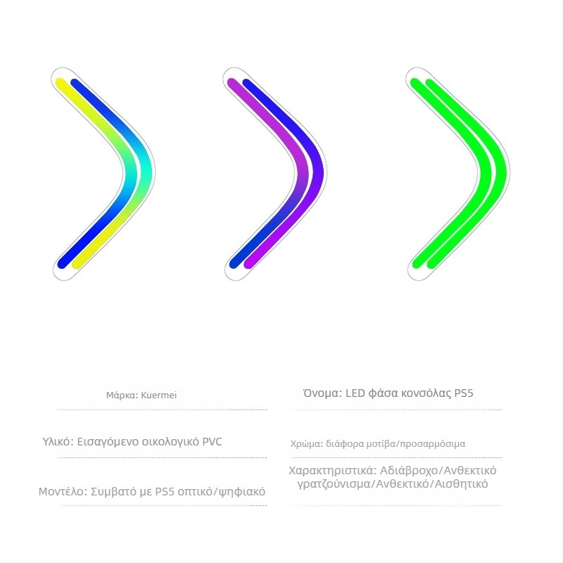 PS5 προστατευτικό φιλμ με gradient LED γραμμή φωτισμού, PVC 0,1 mm, αδιάβροχο, αντιρύπανσης, προσαρμογή