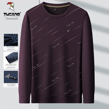 Woodpecker Ανδρικό μακρυμάνικο εσωτερικό τοπ για βασικό ρούχο, στρογγυλή λαιμόκοψη, 100% πολυεστέρας, ελεύθερη εφαρμογή, φθινόπωρο 2025