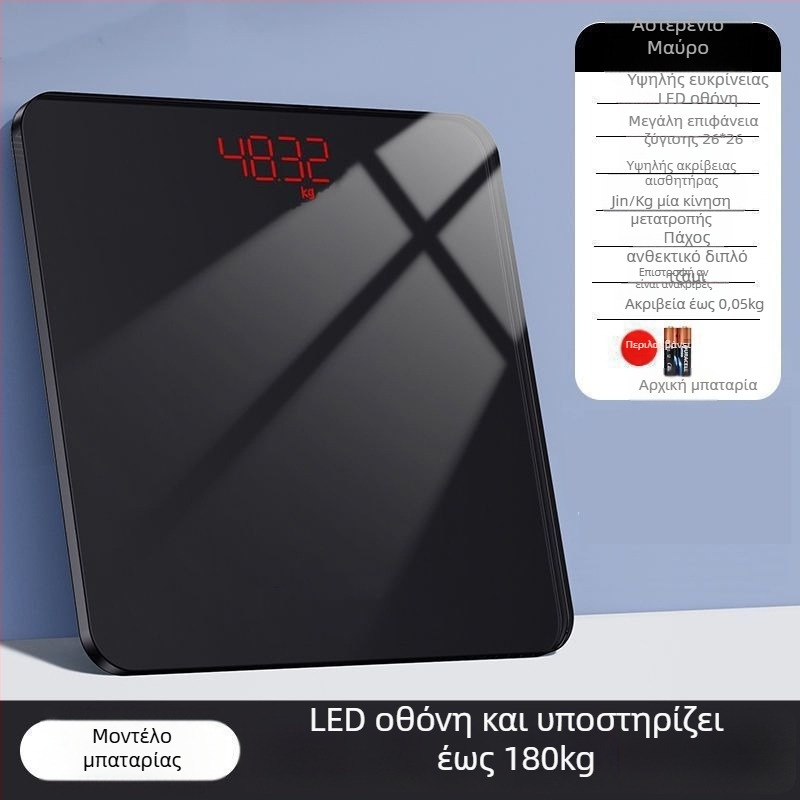 Ηλεκτρονική ζυγαριά σώματος, επαναφορτιζόμενη, μέτρηση σωματικού λίπους