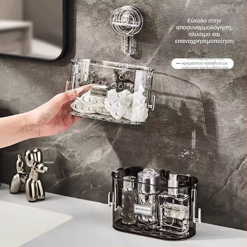 Πλαστικό κουτί αποθήκευσης πετσέτας προσώπου με βεντούζα τοίχου, μπάνιο, ιαπωνικό στυλ