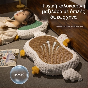 Μαξιλάρι από αφρό μνήμης σε σχήμα οστού, με κάλυμμα από συνθετικές ίνες, για στήριξη του λαιμού και διπλή χρήση