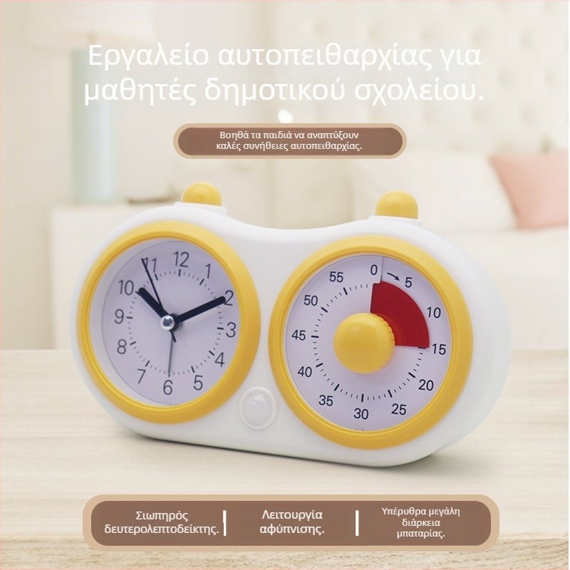 Ρολόι-ξυπνητήρι με διπλή οθόνη – quartz κίνηση, ένδειξη με δείκτες, λειτουργεί με μπαταρία, πλαστικό περίβλημα, σχήμα καρτούν