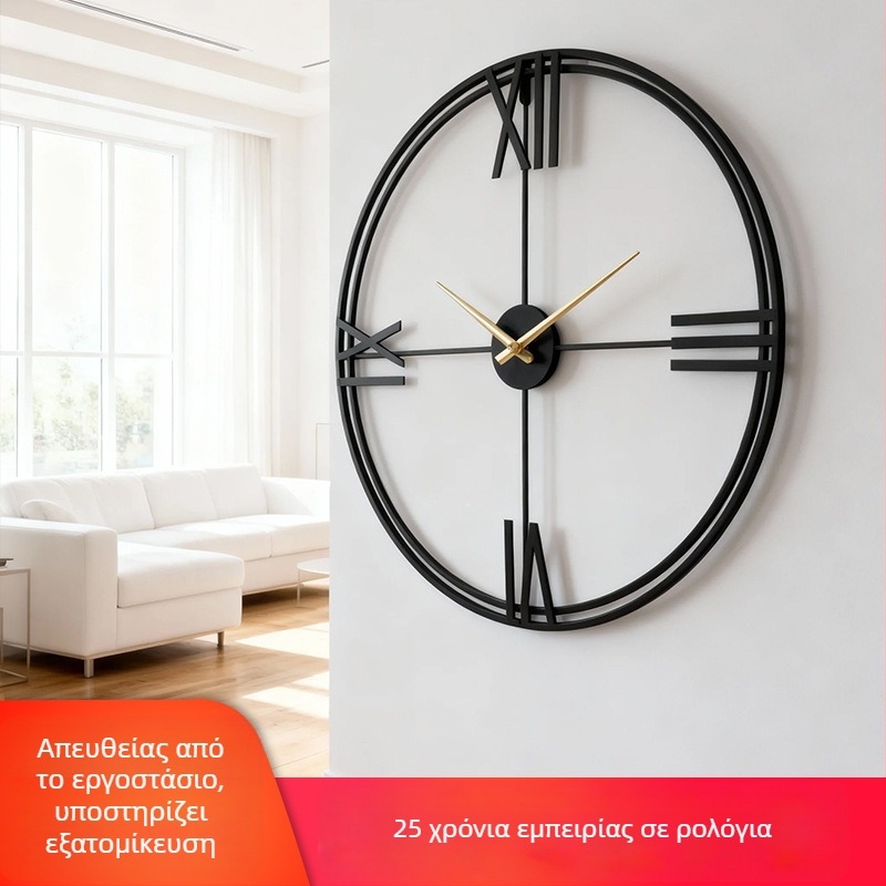 Odik ρολόι τοίχου, κυκλικός μεταλλικός καντράν, LED οθόνη, αθόρυβη κίνηση με διαδρομή δευτερολέπτων, τροφοδοσία με μπαταρία, μονής όψης