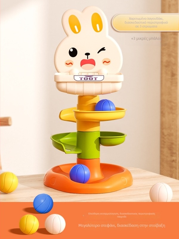 Παιχνίδι εκπαίδευσης για μωρά 0–2 ετών: περιστρεφόμενη μπάλα σε τροχό με δαχτυλίδι, πλαστικό, Equation Toys, 3C πιστοποιημένο