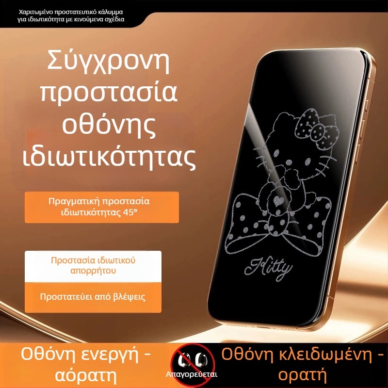 Προστατευτικό οθόνης ιδιωτικότητας για iPhone 14 Pro Max — tempered glass, πλήρης οθόνη, απόρρητο, αντίσταση σε πτώσεις, HD ευκρίνεια