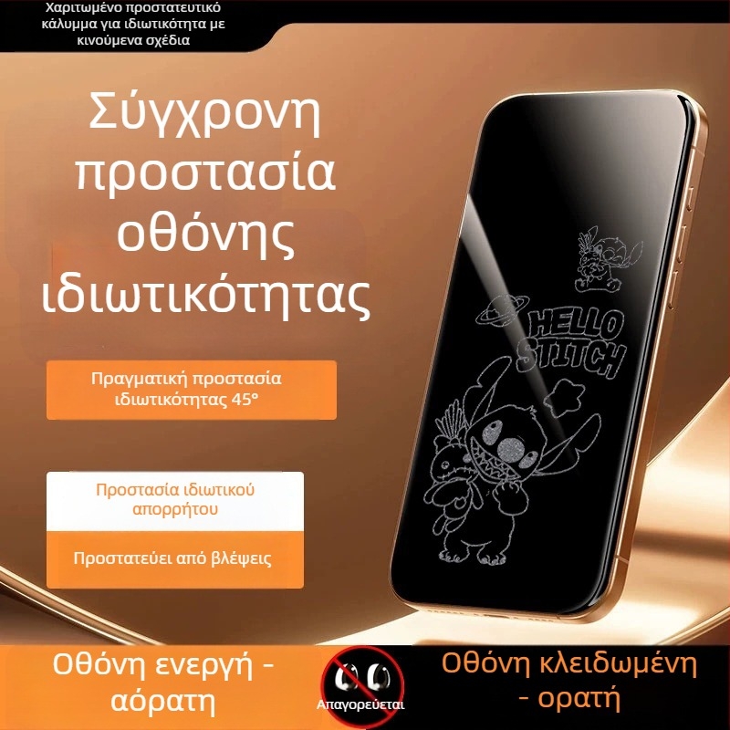 Προστατευτικό οθόνης ιδιωτικότητας για iPhone 14 Pro Max — tempered glass, πλήρης οθόνη, απόρρητο, αντίσταση σε πτώσεις, HD ευκρίνεια