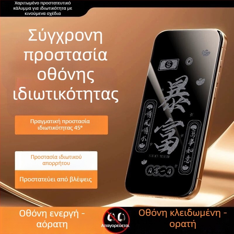 Προστατευτικό οθόνης ιδιωτικότητας για iPhone 14 Pro Max — tempered glass, πλήρης οθόνη, απόρρητο, αντίσταση σε πτώσεις, HD ευκρίνεια