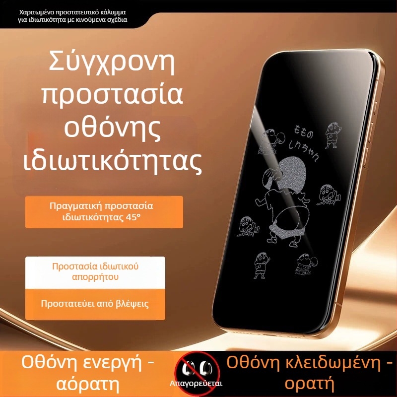 Προστατευτικό οθόνης ιδιωτικότητας για iPhone 14 Pro Max — tempered glass, πλήρης οθόνη, απόρρητο, αντίσταση σε πτώσεις, HD ευκρίνεια