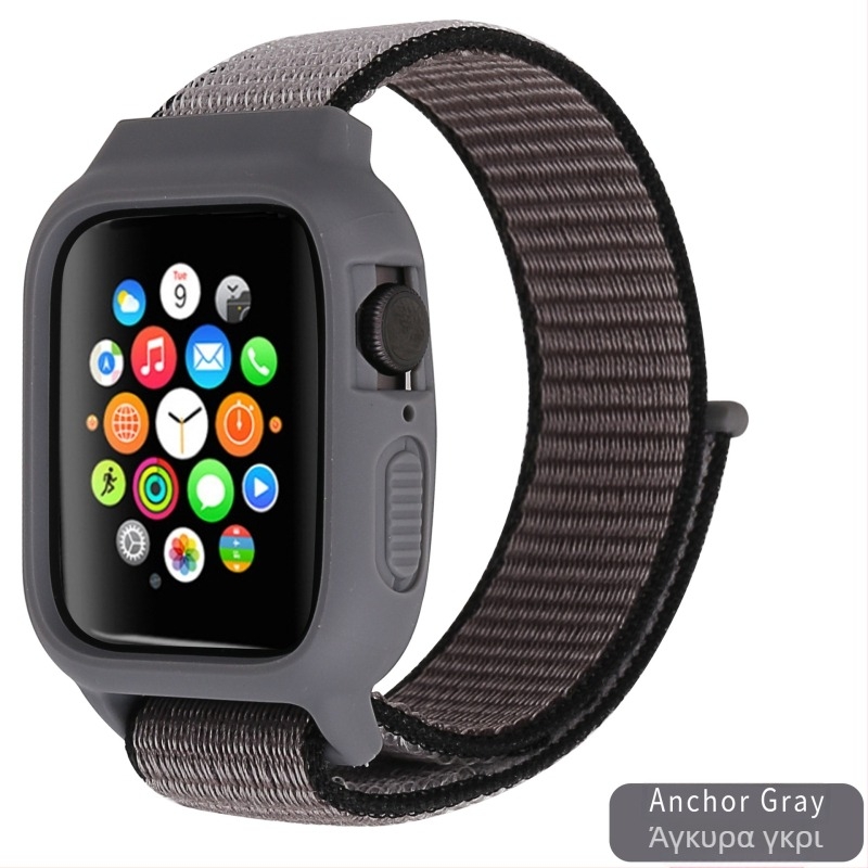 Apple Watch Nylon Loop ενσωματωμένο προστατευτικό κάλυμμα και λουράκι — υφαντό υλικό, προσαρμοσμένη διεπαφή