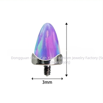 Σκουλαρίκια piercing από τιτάνιο G23 με κυματιστή άκρη και κοίνο άκρο, opal μπιούλετ κρύσταλλος, κατάλληλα για τρύπες στα χείλη, φρύδια και γλώσσα