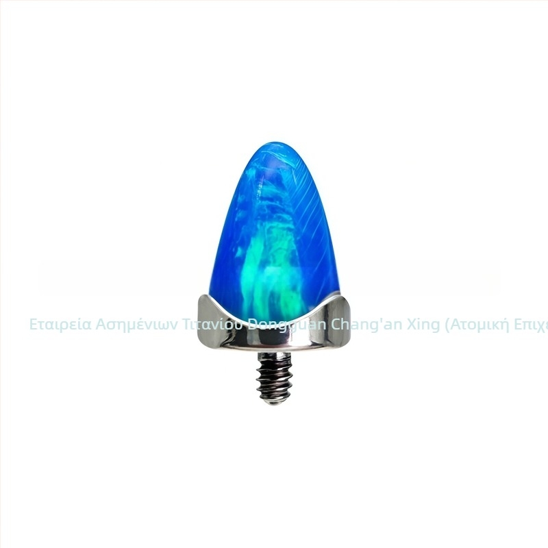 Σκουλαρίκια piercing από τιτάνιο G23 με κυματιστή άκρη και κοίνο άκρο, opal μπιούλετ κρύσταλλος, κατάλληλα για τρύπες στα χείλη, φρύδια και γλώσσα