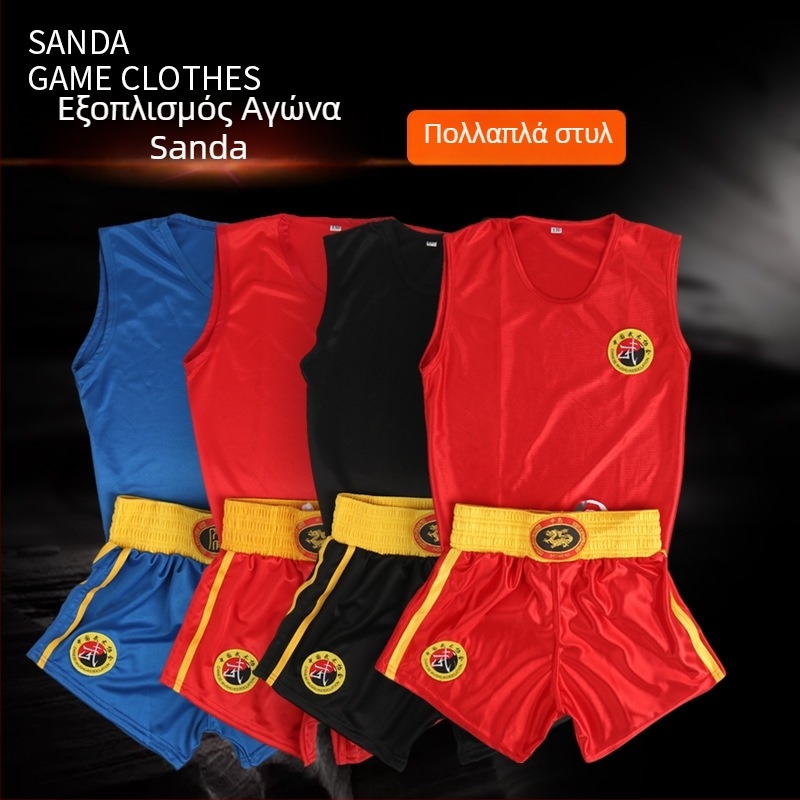 Unisex Sanda σετ εκπαίδευσης, μονόχρωμο σχέδιο, ύφασμα Glow Silk (πολυεστέρας 50%), επένδυση Glow Silk με Spandex