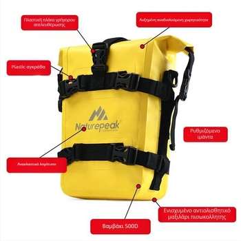 Naturepeak PVC τσάντα ποδηλάτου, 8 λίτρων