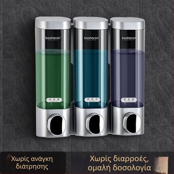 Πλαστικός επιτοίχιος δοσομετρητής με αντλία για αφρόλουτρο και αντισηπτικό χεριών - εγκατάσταση χωρίς τρύπες, χειροκίνητη λειτουργία