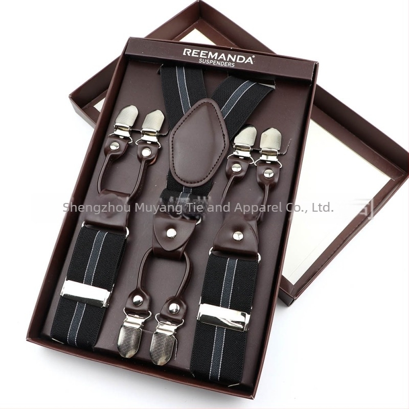 Unisex τιράντες με 6 κλιπ, ελαστικές και ρυθμιζόμενες, διασταύρωση στην πλάτη, πολυεστερικό νήμα με λαστιχάκι