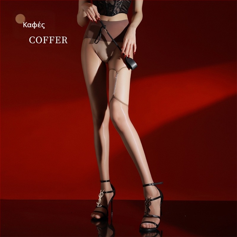 Καλσόν Love Chain, μονόπλευρη αλυσίδα, λεπτό ύφασμα, γυαλιστικό νάιλον, αόρατος σχηματισμός, αντιτριβή, sexy στυλ