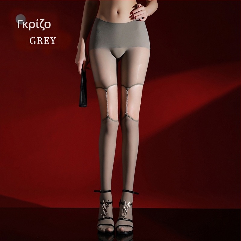 Καλσόν Love Chain, μονόπλευρη αλυσίδα, λεπτό ύφασμα, γυαλιστικό νάιλον, αόρατος σχηματισμός, αντιτριβή, sexy στυλ