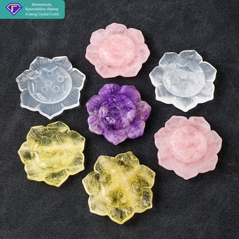 Γλυπτό λωτού από κρύσταλλο, μάρκα Appen Crystal Crafts, κρύσταλλος λίθος, μοντέρνος μινιμαλισμός, συσκευασία σε PP σακουλάκι