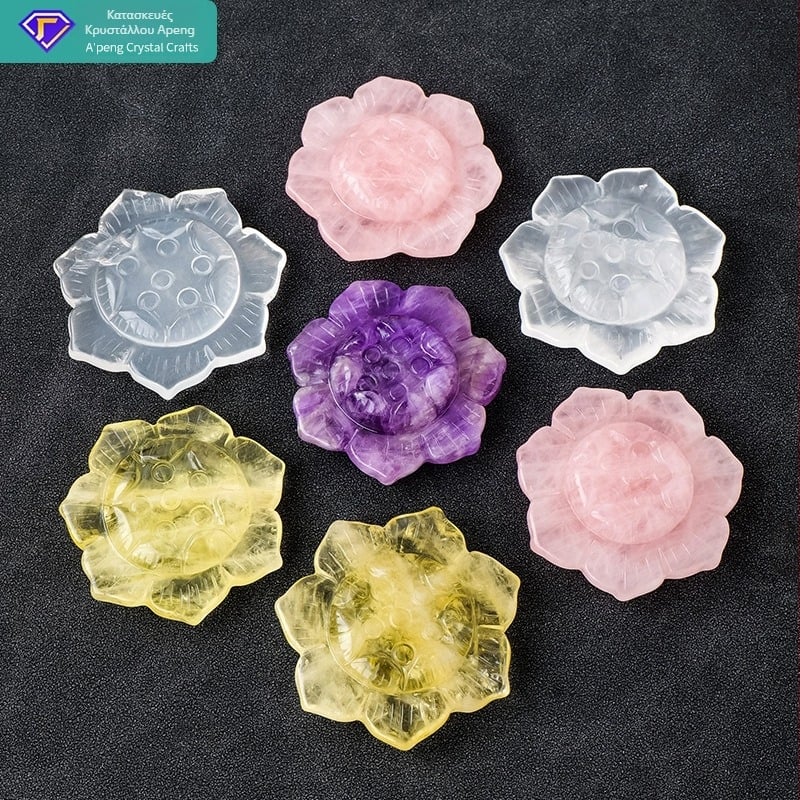 Γλυπτό λωτού από κρύσταλλο, μάρκα Appen Crystal Crafts, κρύσταλλος λίθος, μοντέρνος μινιμαλισμός, συσκευασία σε PP σακουλάκι
