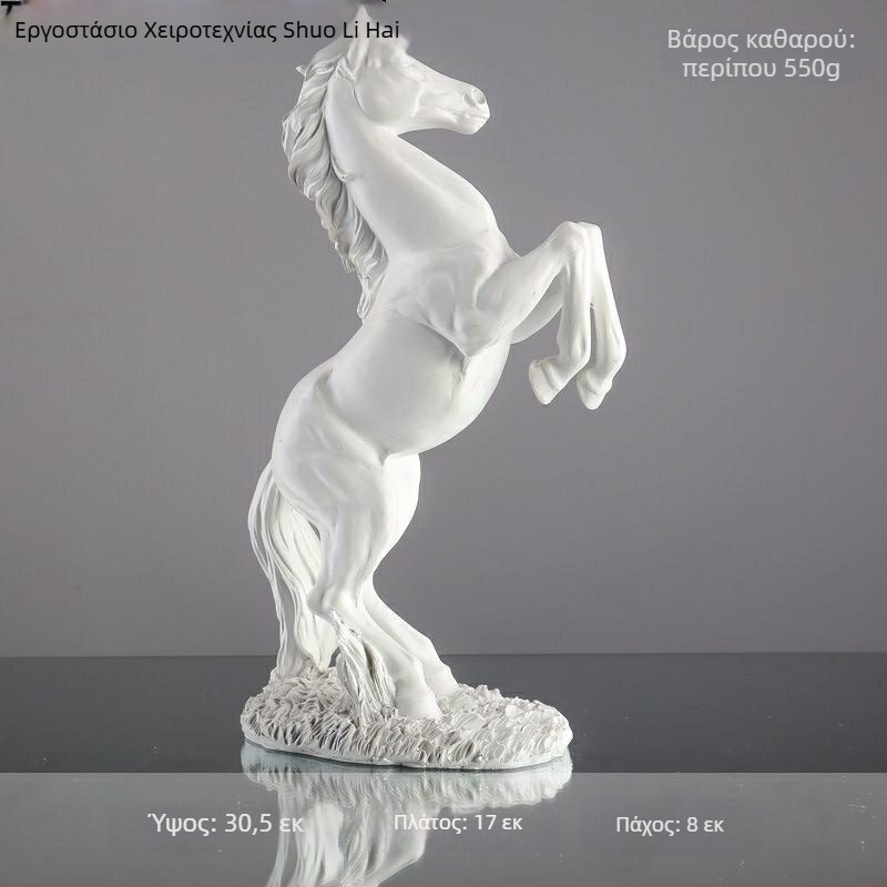 Διακοσμητικό άλογο από ρητίνη για γραφείο και είσοδο — φιγούρα κινεζικού στυλ με χαρακτική για διακόσμηση σαλονιού