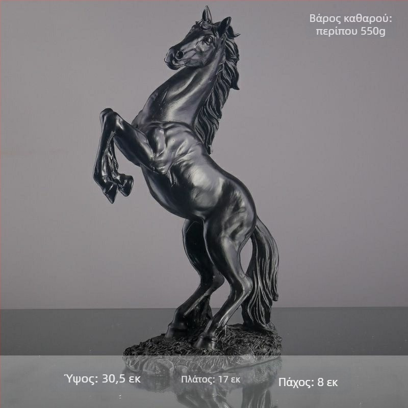 Διακοσμητικό άλογο από ρητίνη για γραφείο και είσοδο — φιγούρα κινεζικού στυλ με χαρακτική για διακόσμηση σαλονιού