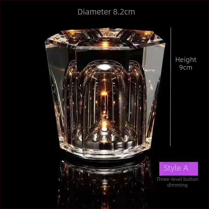Φορητό Ασύρματο Νυχτερινό Φως με Κρυστάλλινο Διαμάντι – Διακοσμητική Λάμπα Γραφείου, Επαναφορτιζόμενη, 0,5W