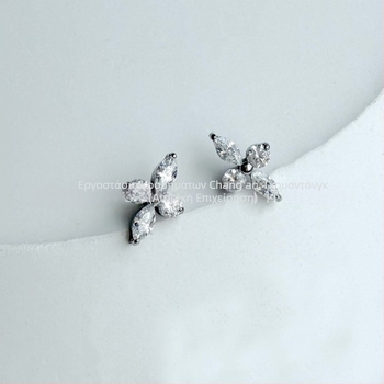 F136 Τιτάνιο lip studs με 5A ζιρκόνιο, σχέδιο τετράφυλλου κλαδιού, κράμα G23 για piercing σώματος