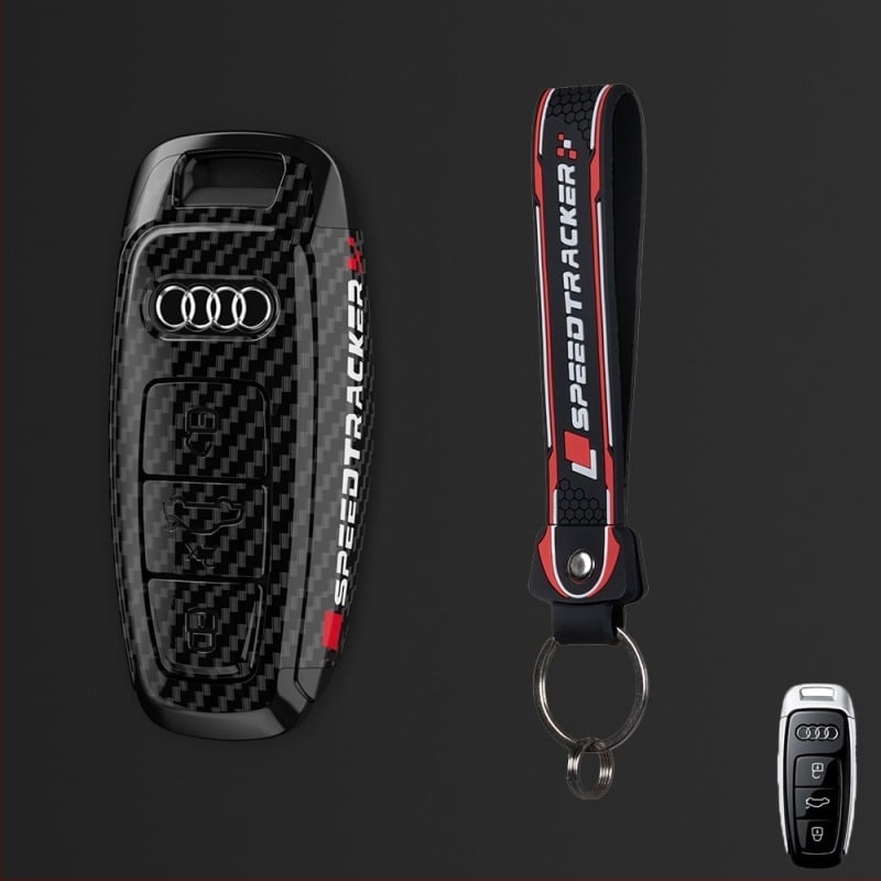 Θήκη κλειδιού Audi με μοτίβο ανθρακονημάτων, PC υλικό, Lu Fangda, συμβατή με A4, A3/A6L/A7, Q3/Q5/Q7, S3/S4