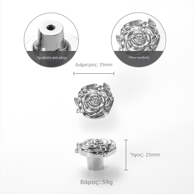 Nu Sheng 301 Χαλκός Λαβή Πόρτας Ντουλαπιού, Ροζ Μοτίβο, Γαλλικού Στυλ Ντουλάπας, Σχήματος Τικβας με Μία Οπή, Μοντέρνο Απλό Λουξ