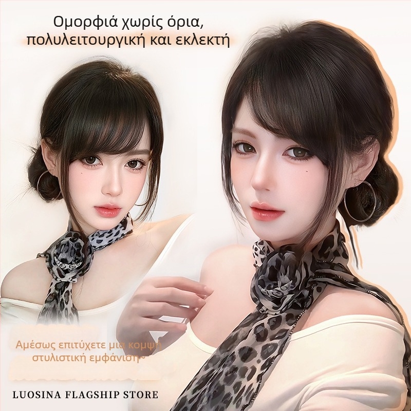 Περούκα με φράντζες από πραγματικά ανθρώπινα μαλλιά, κεκλιμένες φράντζες, χωρίς ραφές στην επάνω μεριά, μπορεί να βαφτεί ή να περιποιηθεί