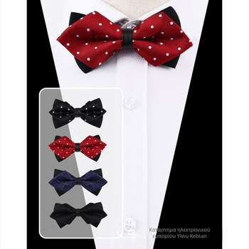 Διπλό φιογκάκι γραβάτας, ακρυλικό, φλοράλ μοτίβο, μυτερή άκρη, ανδρικό επαγγελματικό στυλ.