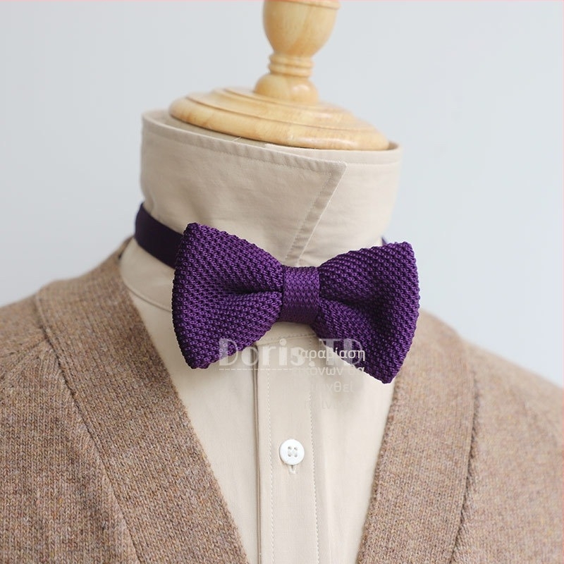 Γραβάτα με φιόγκο, υπερστενό πλάτος, μίγμα πολυεστέρα, μονοχρωματικό μοτίβο, ανδρικό πλεκτό