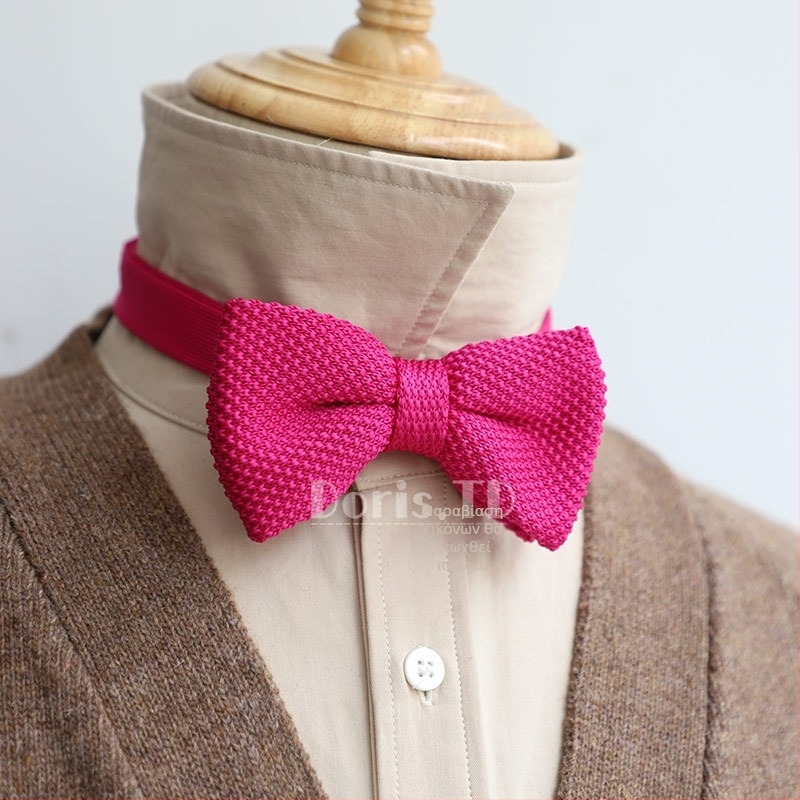 Γραβάτα με φιόγκο, υπερστενό πλάτος, μίγμα πολυεστέρα, μονοχρωματικό μοτίβο, ανδρικό πλεκτό