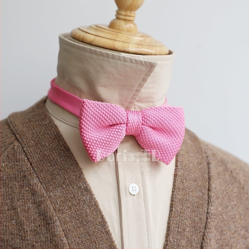 Γραβάτα με φιόγκο, υπερστενό πλάτος, μίγμα πολυεστέρα, μονοχρωματικό μοτίβο, ανδρικό πλεκτό