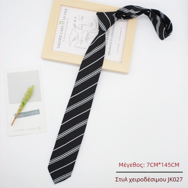 Unisex γραβάτα με ρίγες από πολυεστέρα, εμπνευσμένη από τον κορεατικό και ιαπωνικό κολλεγιακό στυλ, κατάλληλη για σχολείο και επαγγελματικό ντύσιμο