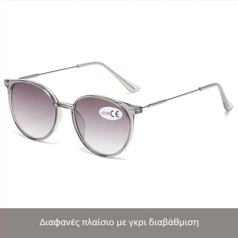 Γυαλιά ανάγνωσης για ηλικιωμένους, στρογγυλά γυαλιά με πλήρες πλαίσιο, φακοί κατά του μπλε φωτός, σκελετός από PC και μέταλλο