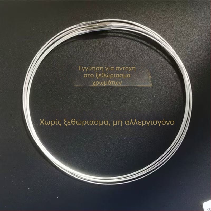 Κολάρο-κολιέ, γεωμετρικό, πολλαπλών στρώσεων από ανοξείδωτο ατσάλι, με αλυσίδα φιδιού και μενταγιόν από τιτάνιο-ατσάλι