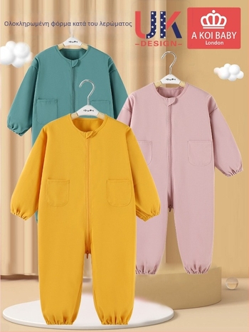 Unisex βρεφικό ολόσωμο φορμάκι για φθινοπωρινό-χειμερινό, 100% πολυεστέρας, μακριά μανίκια, χωρίς κουκούλα, μάρκα Fun along