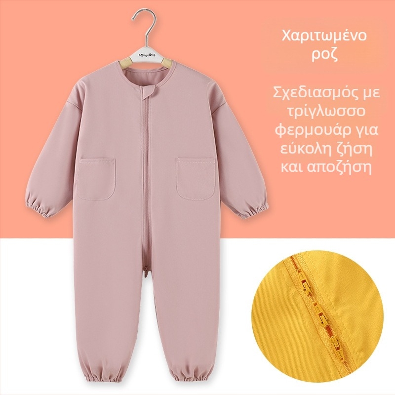 Unisex βρεφικό ολόσωμο φορμάκι για φθινοπωρινό-χειμερινό, 100% πολυεστέρας, μακριά μανίκια, χωρίς κουκούλα, μάρκα Fun along