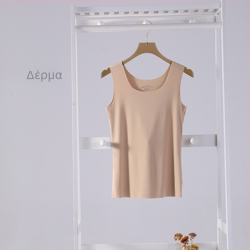 B8086 Modal Plus Size, γυναικείο τοπ χωρίς ραφές χωρίς μανίκια, τετράγωνος γιακά, λεπτό μονόχρωμο εσωρούχων