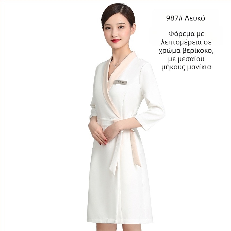 Unisex στολή για σαλόνι ομορφιάς, μεσαίου μήκους μανίκια, Chenille ύφασμα, 50–70% ελαστάν, παντελόνια 5/4, γούνινος γιακά